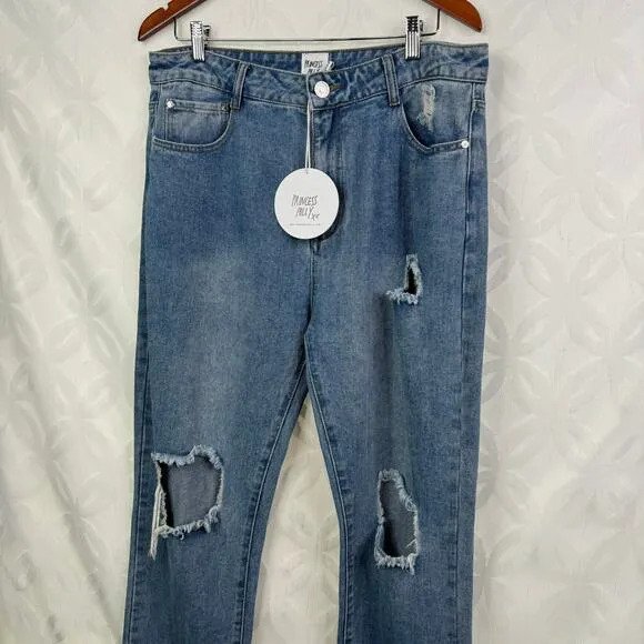 Princess Polly Hayden Knee Rip Mid‎ Washed Jeans Size 10 NWT - Image 6