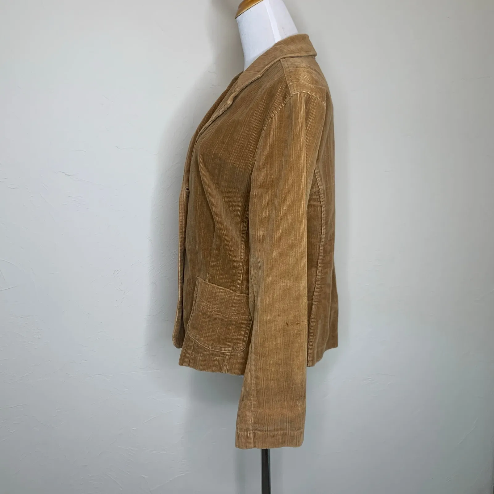 Vintage Corduroy Tan Camel Blazer Vintage Y2K Sz Large Brown - Image 3