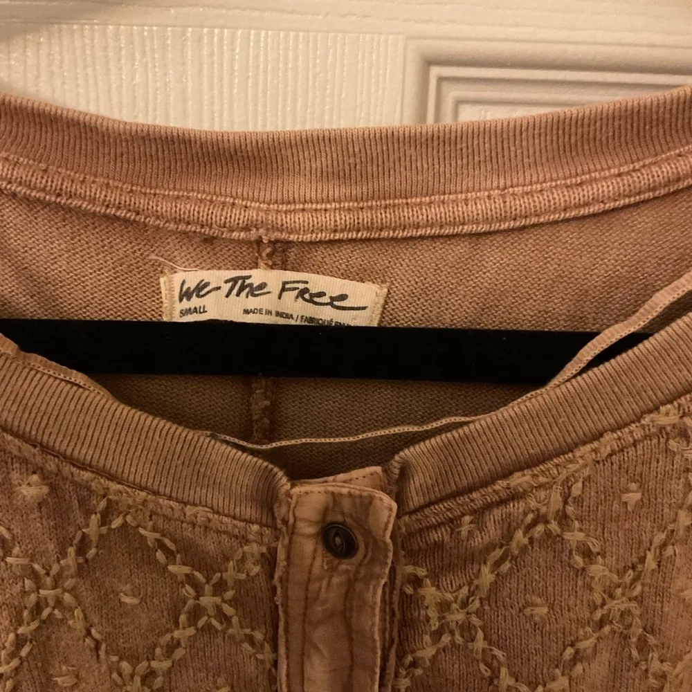 Free People Free Spirit Henley Top Embroidered Hi Low Button Oversized Tunic s - Image 4