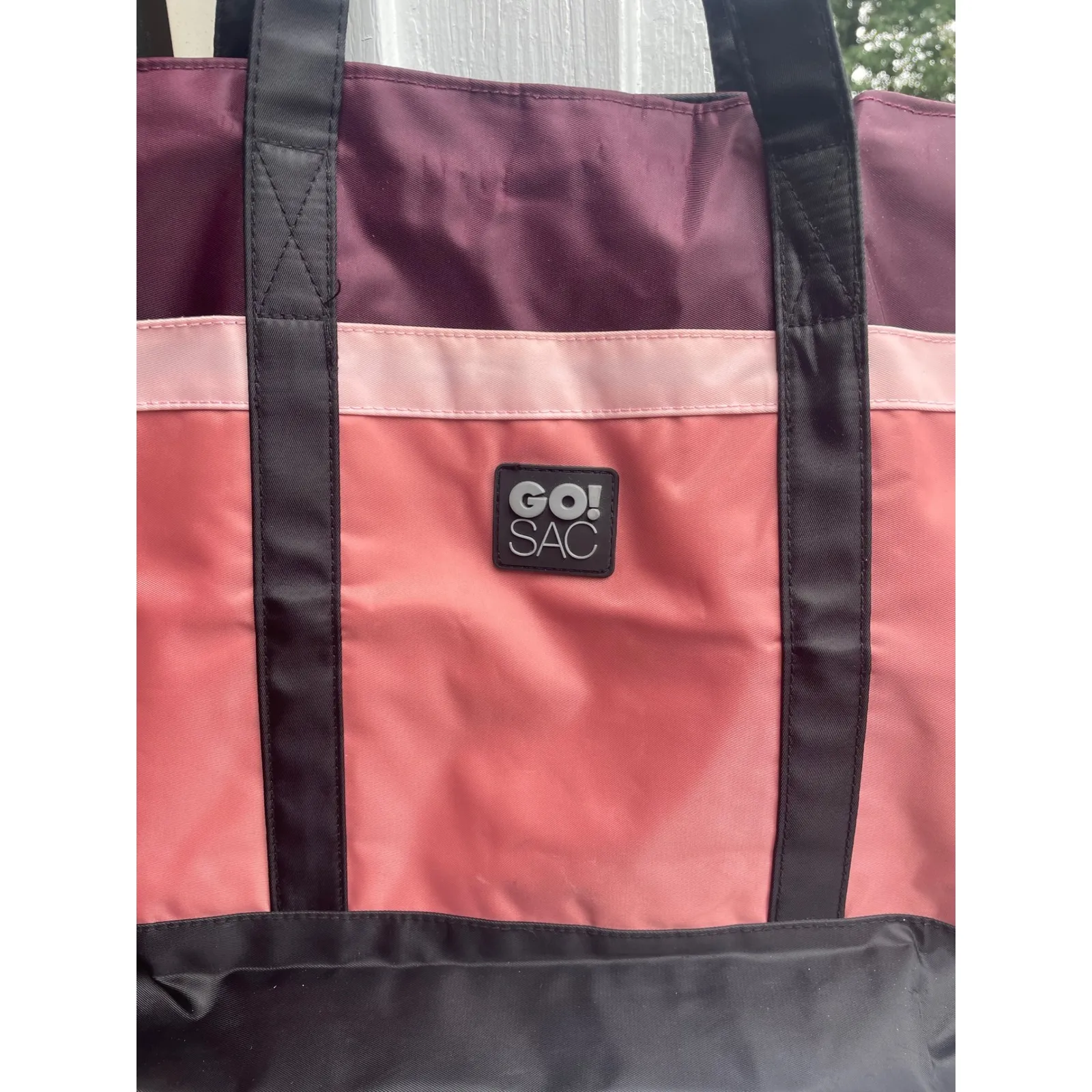 GO! SAC Nylon Tote Bag Colorblock Lightweight Travel Gym Beach‎ Shopper Pink - Image 2