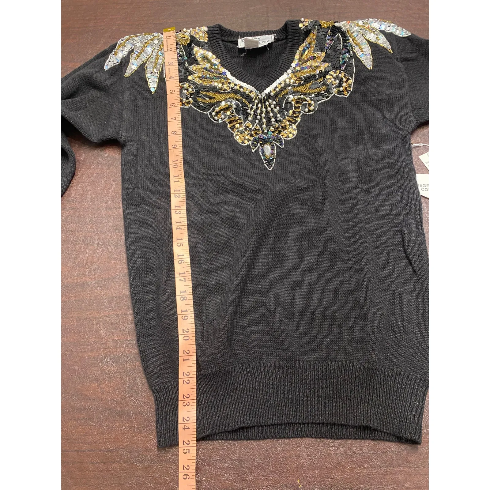 NWT Vintage Regency Collection Black Sequin Beaded Sweater (SM) 80s Glam Holiday - Image 9