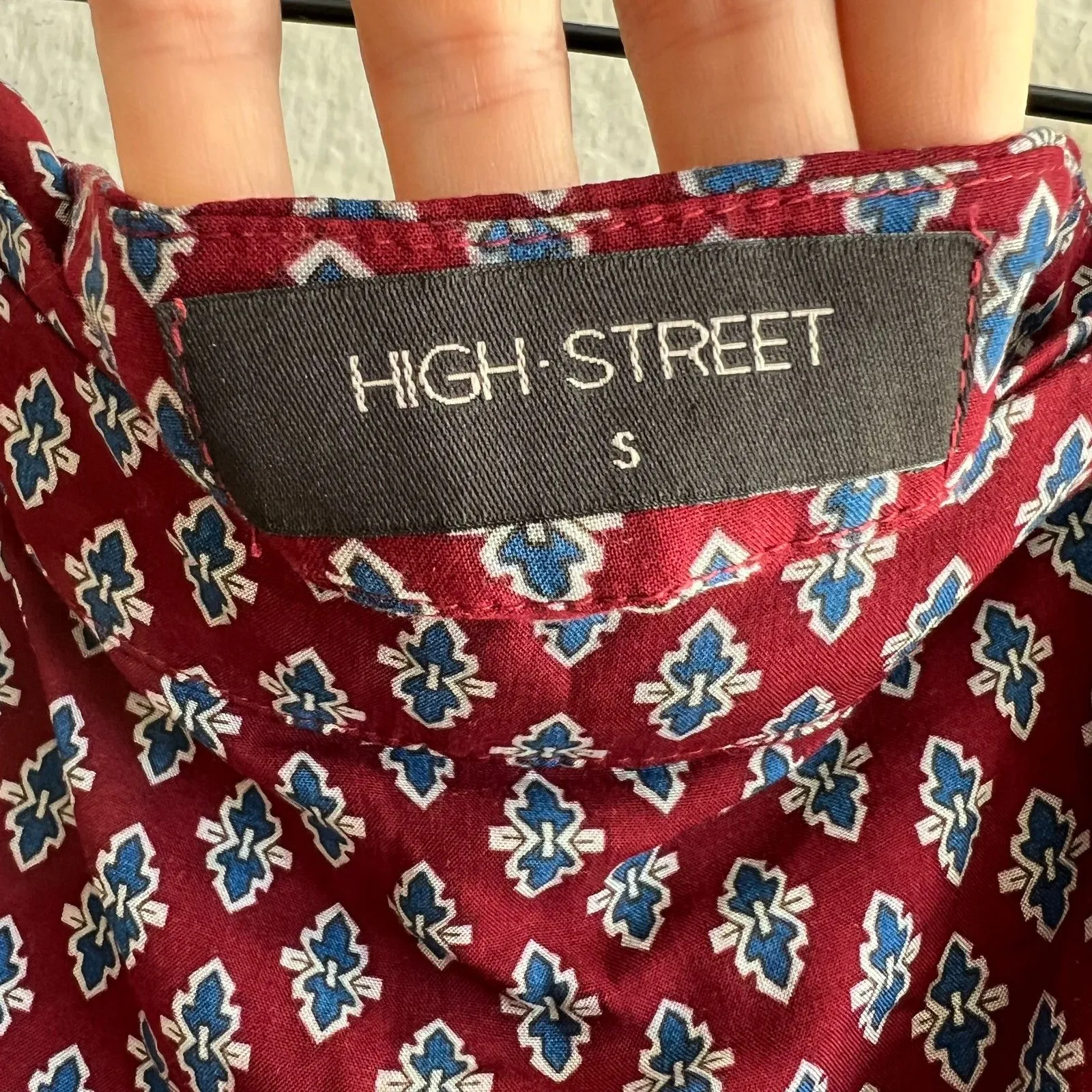 HIGH STREET Burgundy Paisley Wrap Style Midi Skirt Womens Small Red - Image 3