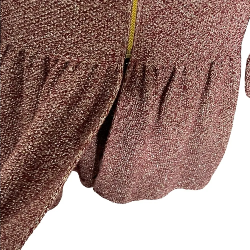 Zara Knit Red Metallic Thread Cardigan Zip Large - Image 6