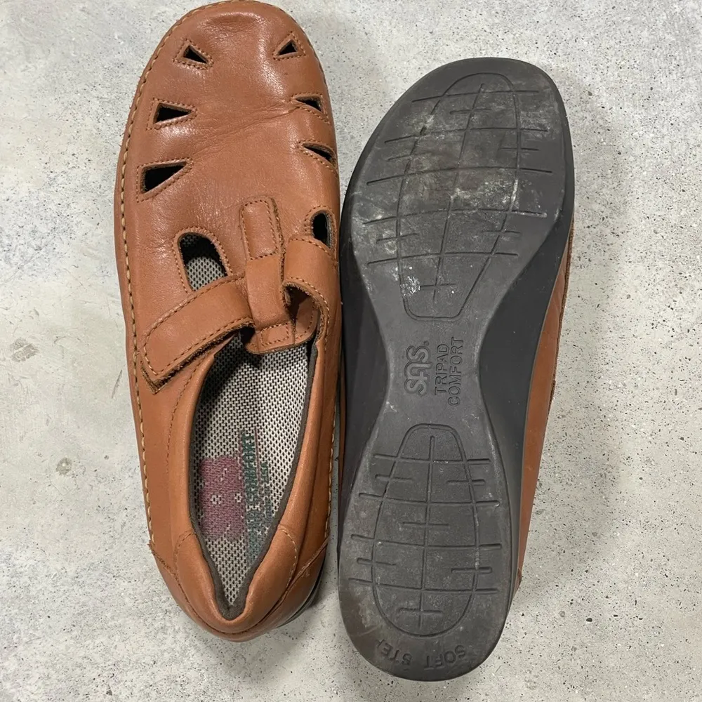 SAS Shoes Womens 9 Medium Brown Diabetic Leather Mary Jane Tripad Comfort Roamer - Image 7