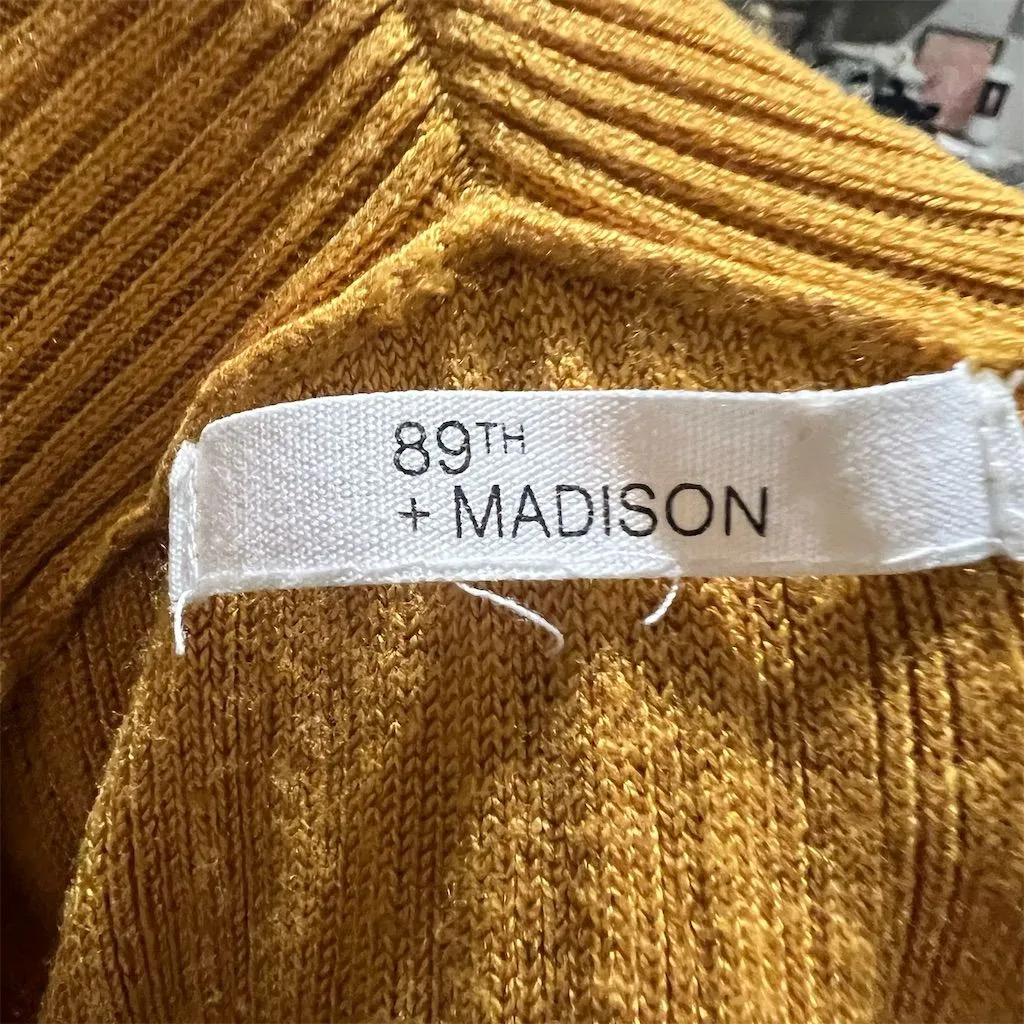 89th & Madison Women's M Yellow Knit Cardigan Long Sleeve Sweater Size M - Image 9