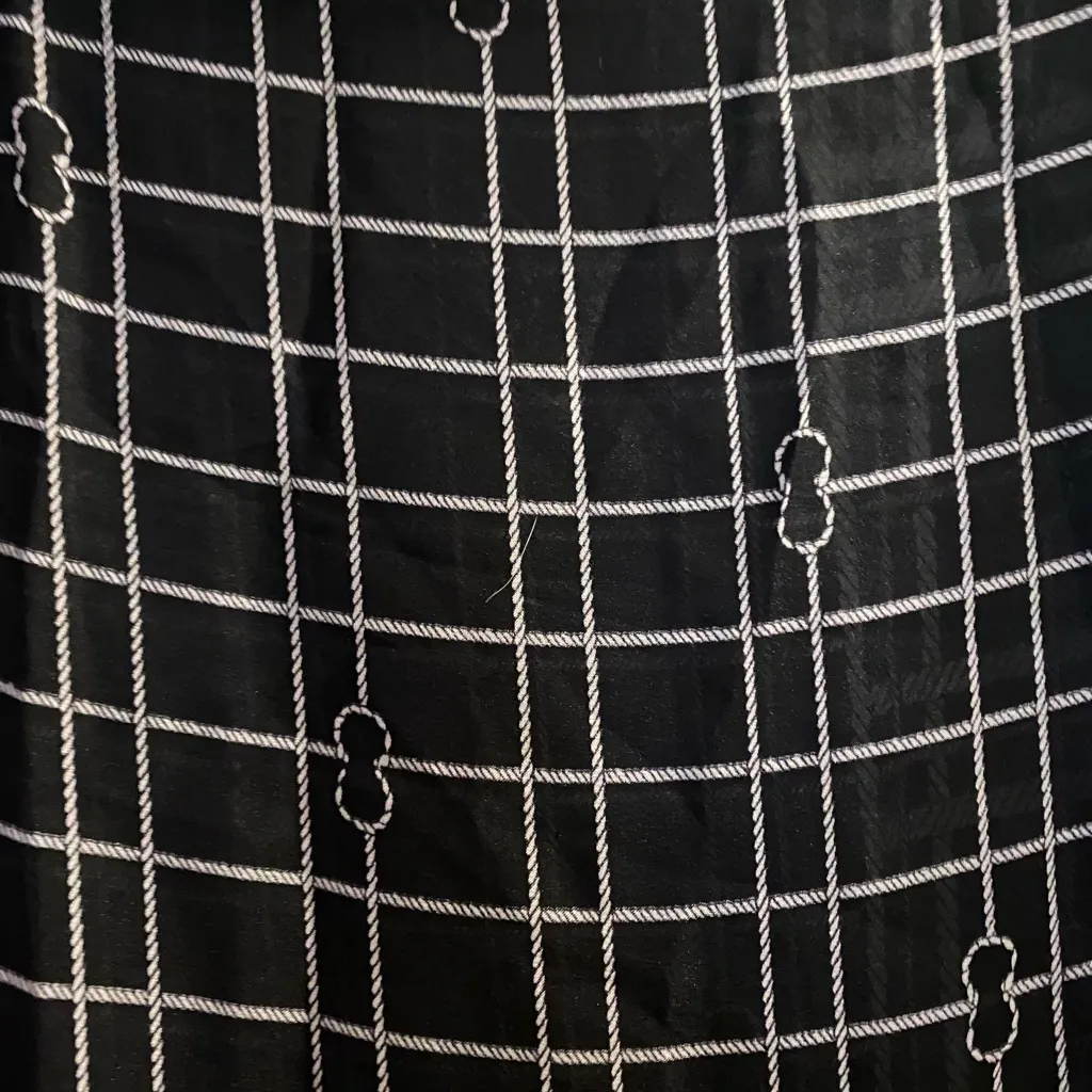 Womens 100% Silk Scarf Black White Rope Print Nautical 72” L X 36” W 72x36 NWT - Image 2