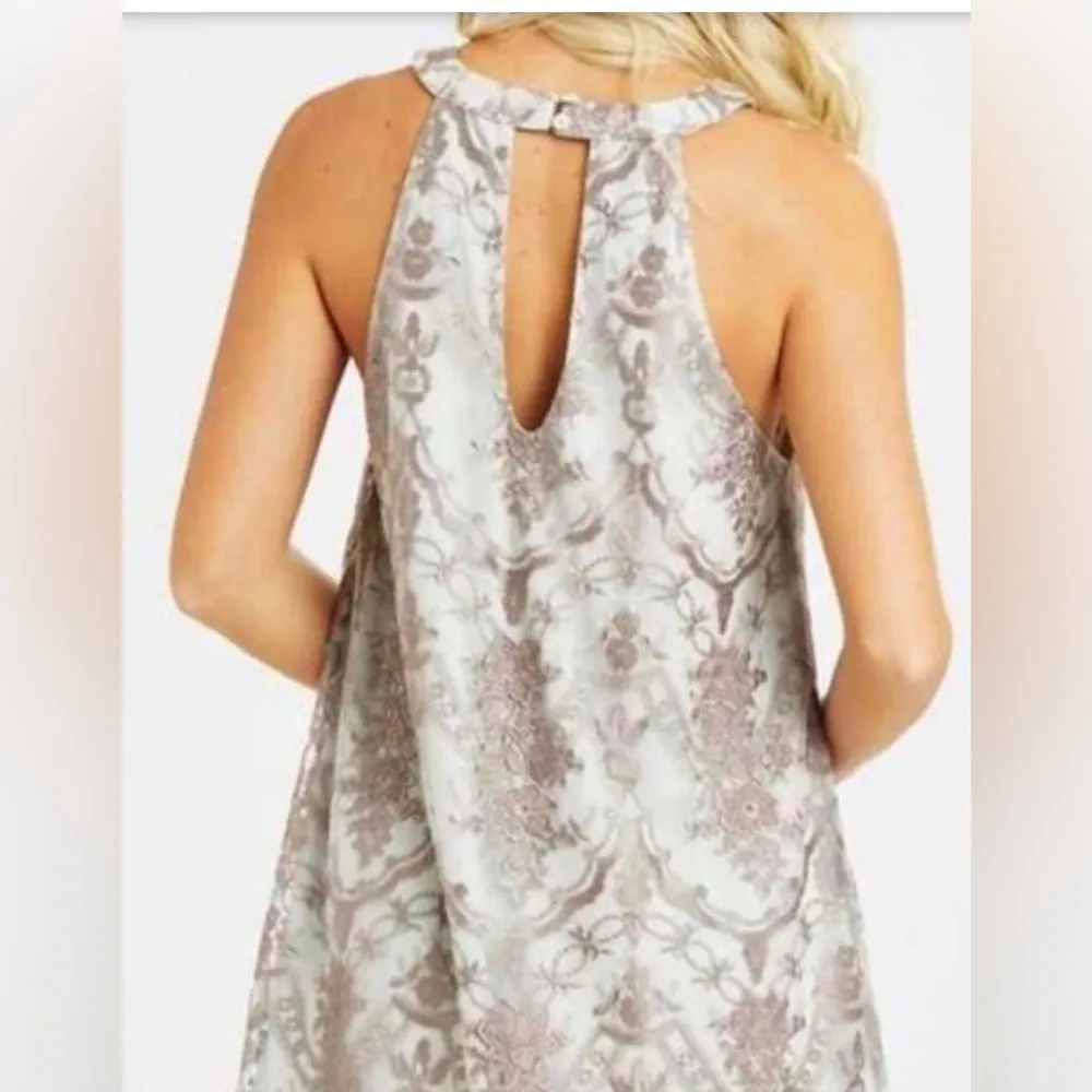 Altar’d State blue & grey floral embroidered lace overlay mini dress - Image 2