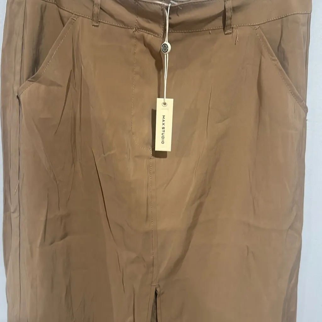 Max Studio Tan Pleated Maxi Skirt for Casual Wear - Image 6