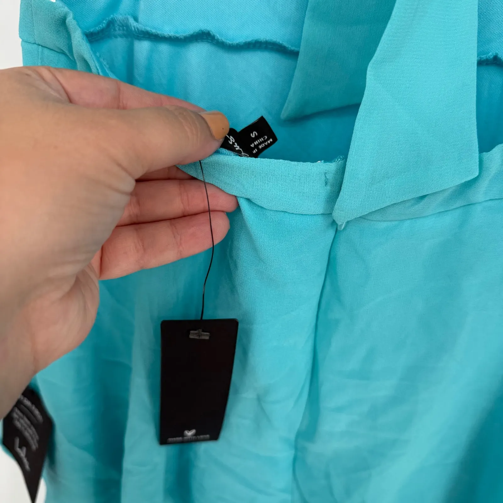 Lulus Tier and Now Blue Tie-Back‎ Tiered Maxi Dress Size S - Image 6