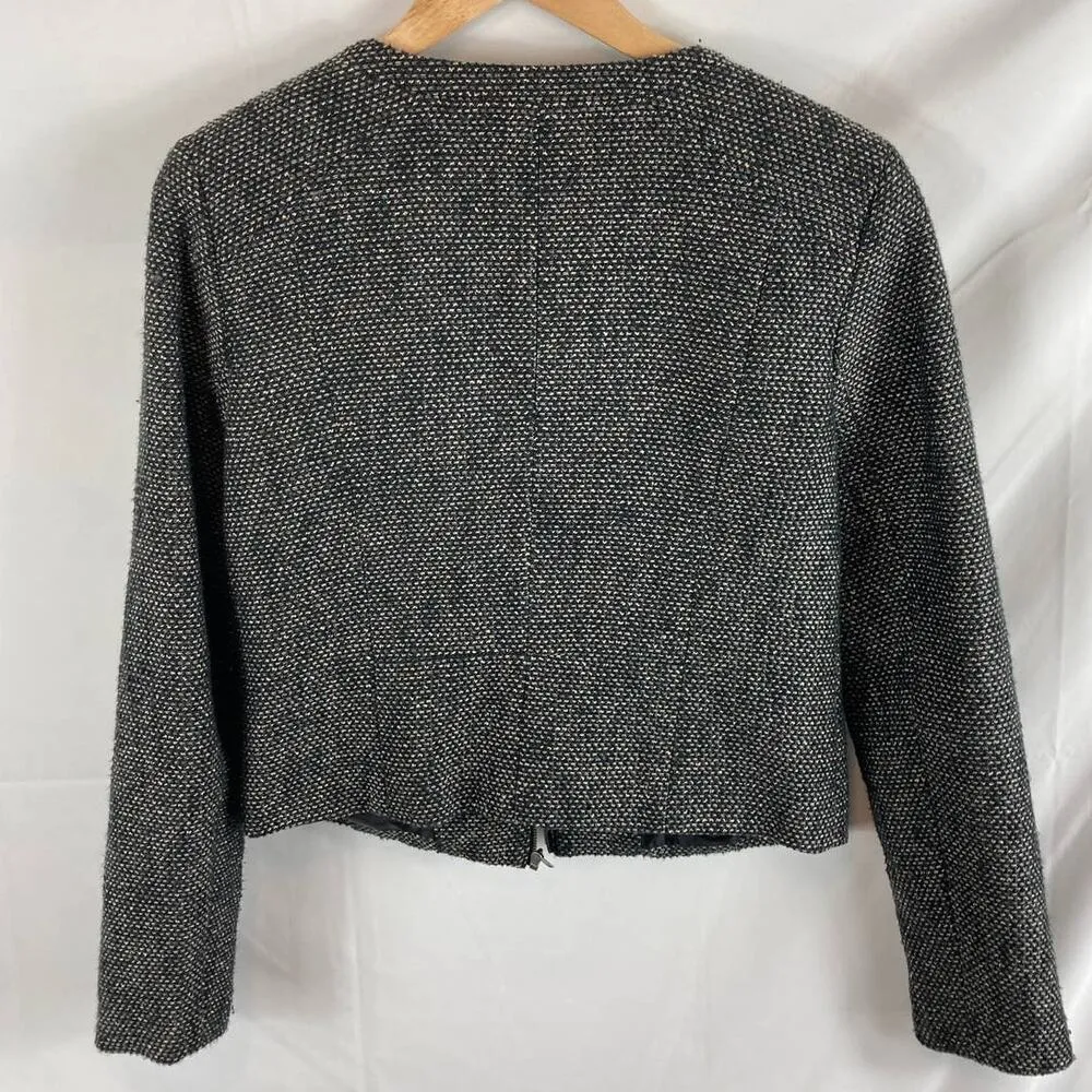 Halogen Tweed Zip Up Jacket Navy Blue Size Medium - Image 6