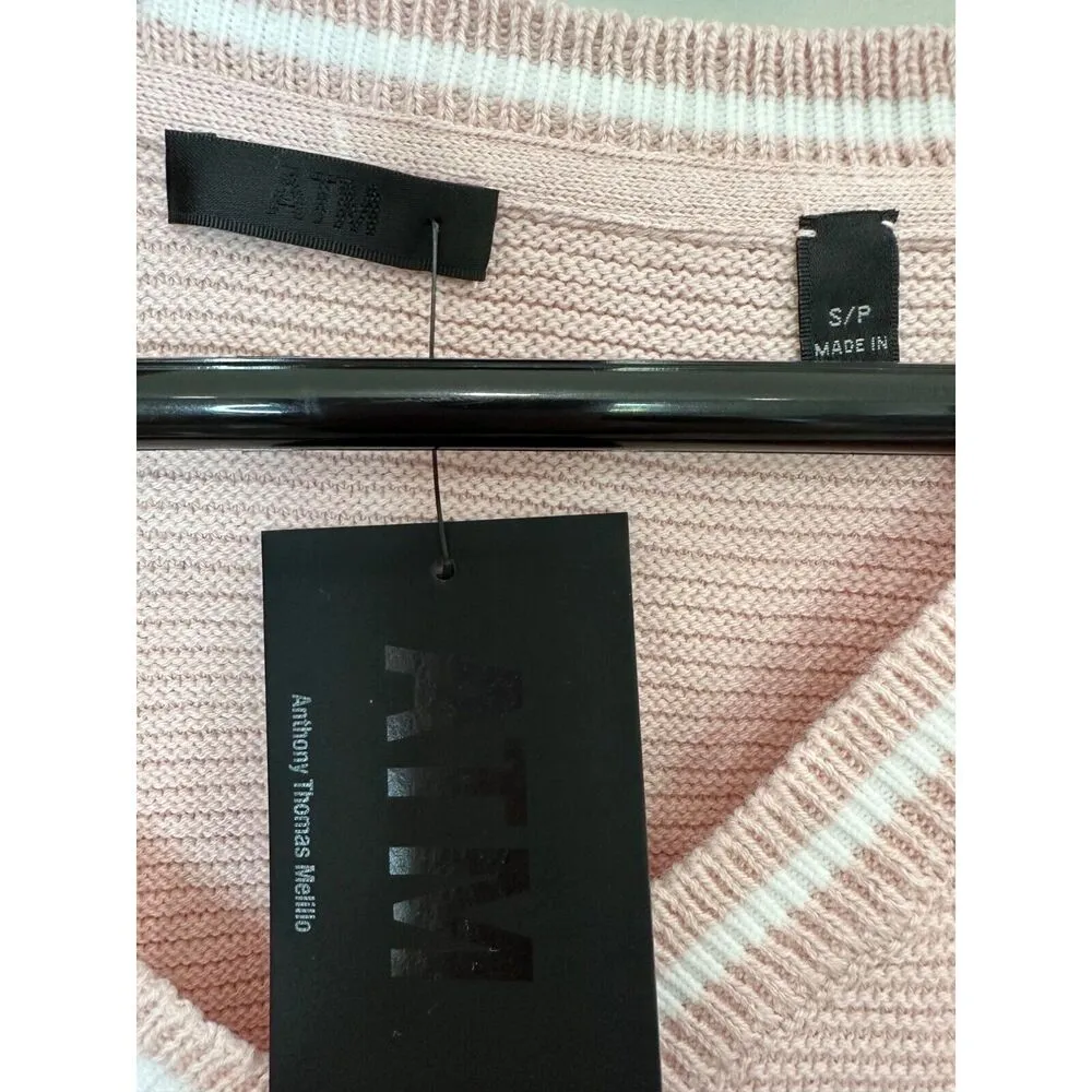 ATM Anthony Thomas Melillo Rose Knit Oversized High Low Sweater Ballerina NWT S Pink - Image 2