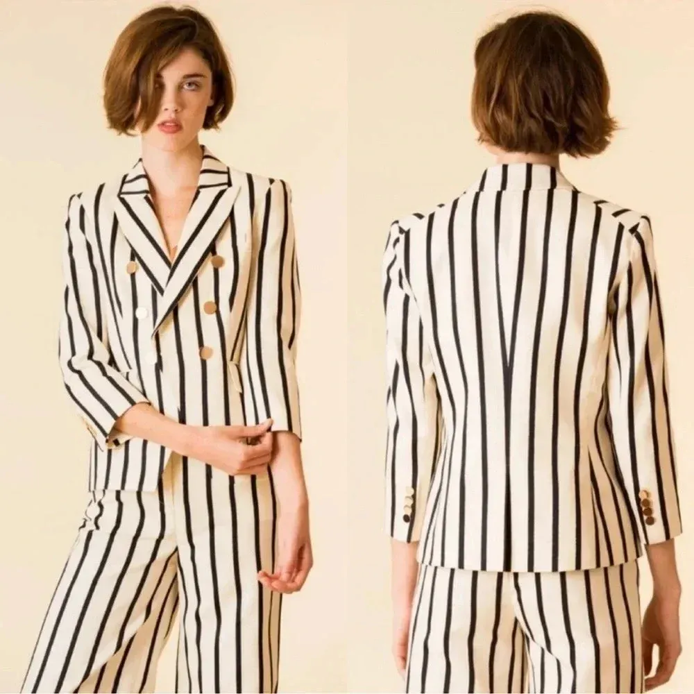 *125 NWT Veronica Beard Striped Empire Dickey Jacket Size 4 - Image 4