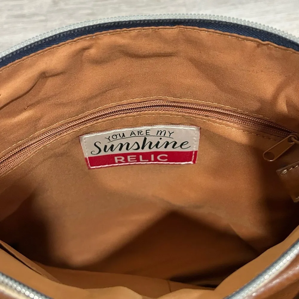 Relic Fossil Canvas Faux Leather Medium Crossbody Purse Striped Shoulder Bag - Image 7