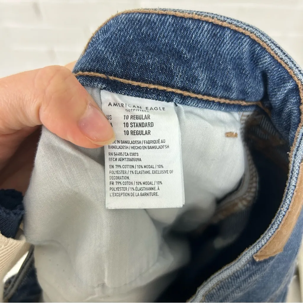 American Eagle Distressed Highest Rise Mom Jeans Size 10 - Image 4
