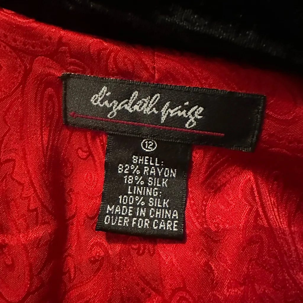 Vintage Y2K Crushed Velvet Button Front Blazer XL Black - Image 3