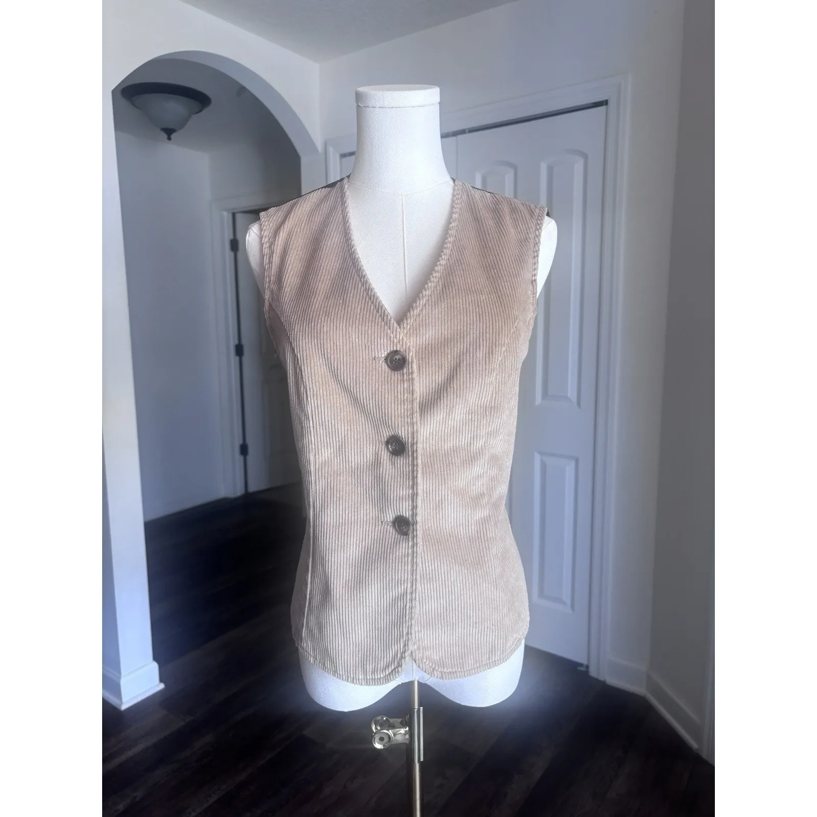 Vintage Corduroy Cord Vest Womens Button Up 70s Tan Western Medium Woolrich - Image 2