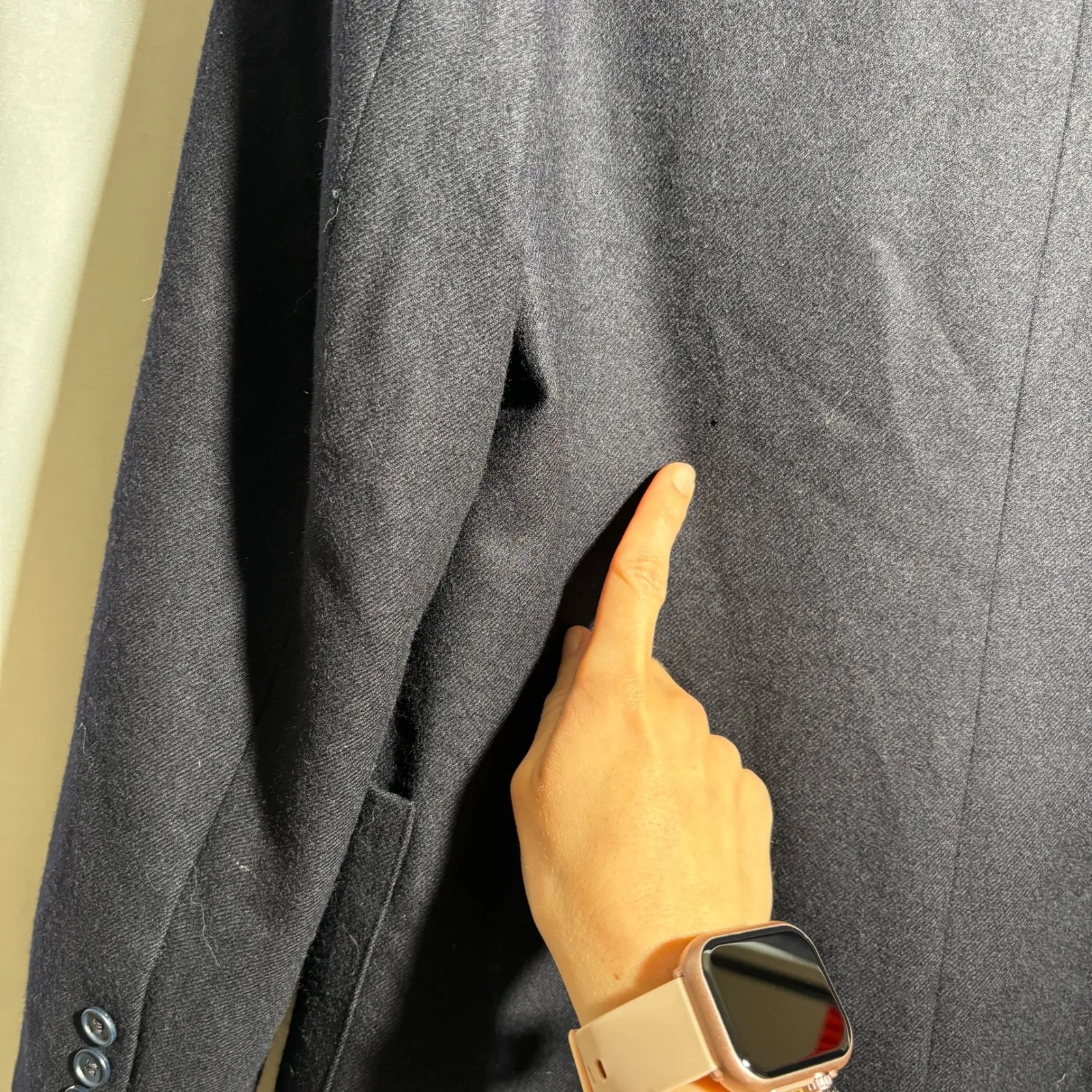 VTG Jean Claude Paris Womens Long Wool Long Coat Navy Blue Double Breasted M Size M - Image 6