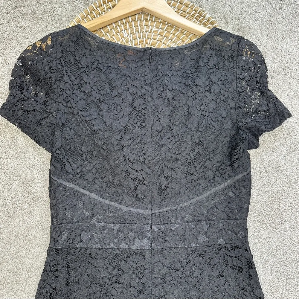 Tory Burch Women’s Silk Bovary Lace Cocktail Dress Shortsleeve Party in Black 4 - Image 9