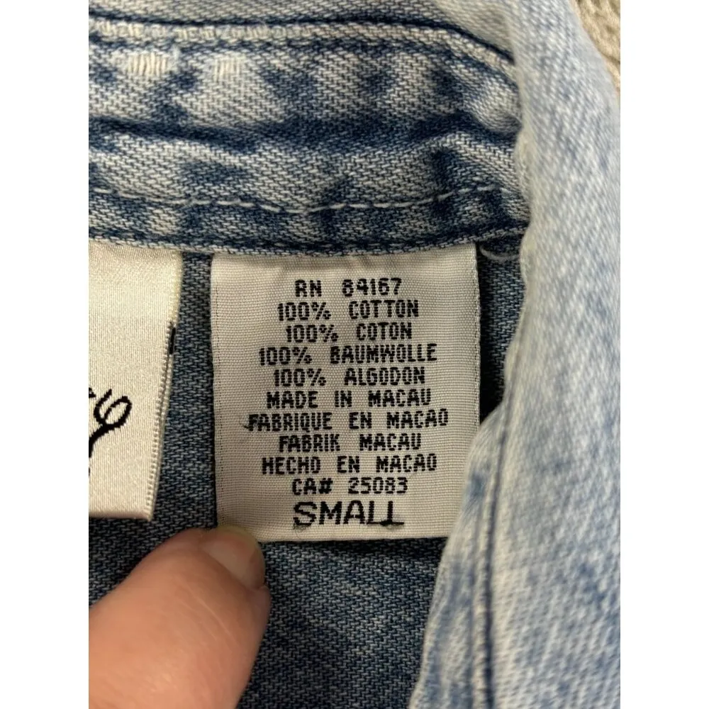 Vtg The Disney Store Mickey Mouse Denim Sleeveless Button - Image 5