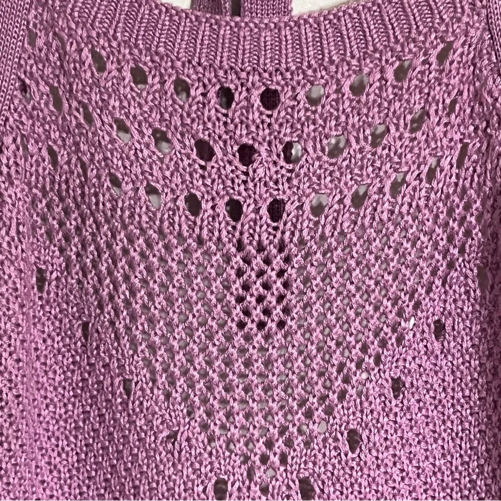 Ultra Flirt Crochet Knit‎ Tie Halter Neck Dress Junior Size XL Pink Purple Color - Image 3