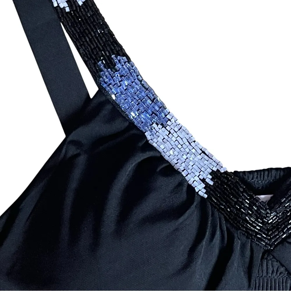 Candies Y2K Party Dress Black Beaded Small Sleeveless Smocked Stretch LBD NWT - Image 6