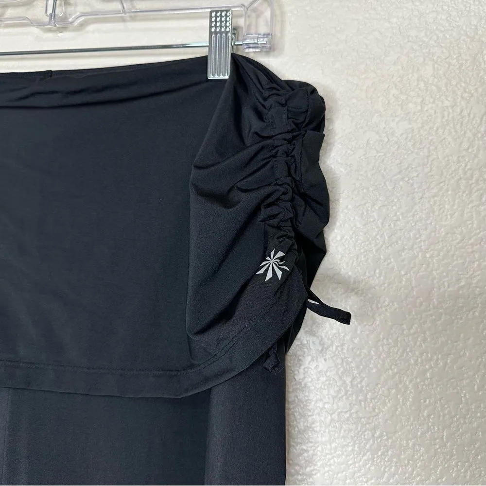 Athleta Black Skirted Side Tie Athletic Capri Leggings - Image 3