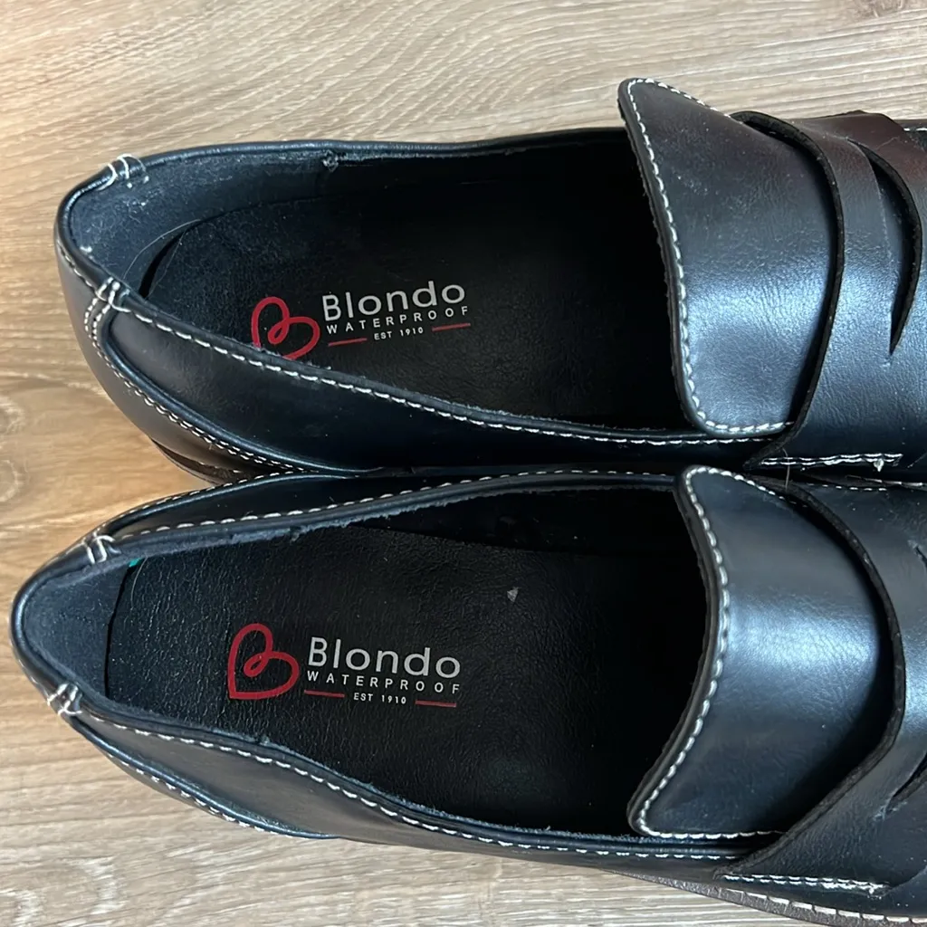 NWOT Blondo Daina Black Chunky Heel Waterproof Platform Penny Loafers, 8.5 - Image 7