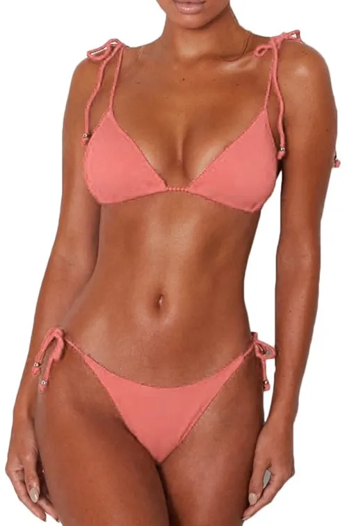 Camel Ribbed Bikini set Tan Size XL - Image 2