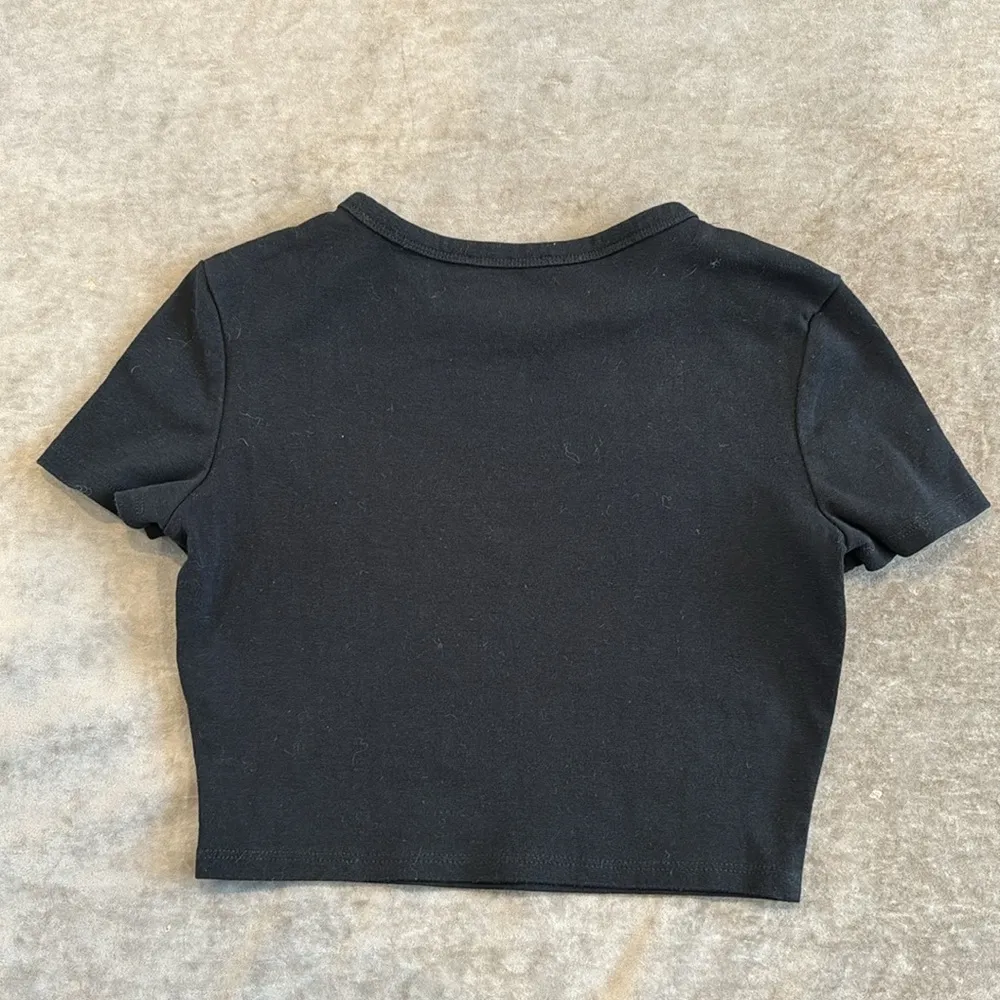 Zara cropped short sleeve top. 98% cotton 2% spandex. Color- black. Size- M - Image 3