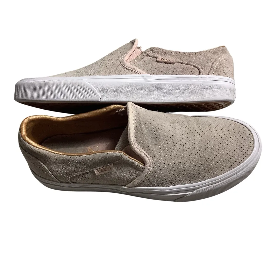 Vans Women's Beige Slip-On Sneakers, Size 7 - Image 5