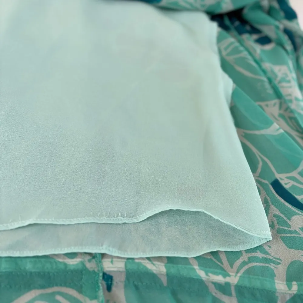 Anthropology Odille Silk Babydoll Dress Sz. 6 Floral Green WhimsiGoth Fairycore Blue - Image 9