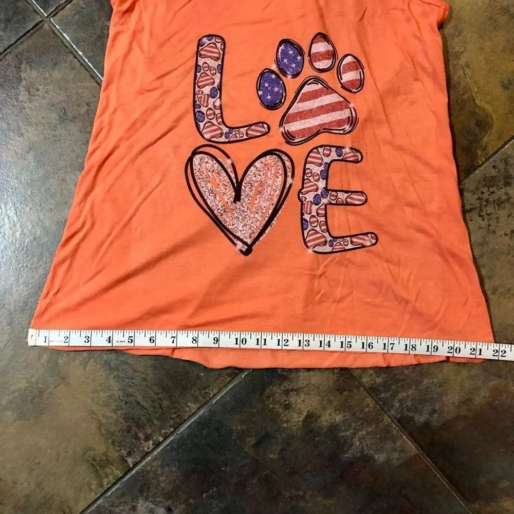 Bella Canvas Dog Love Orange Halter Paw Sparkle Tank Top XL - Image 5