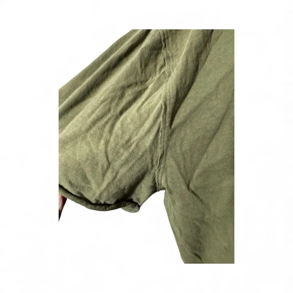 We the Free Casual Women’s Olive Green T-Shirt Oversized Fit Raw Hems Sz M - Image 3