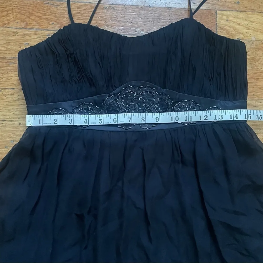 Vintage Y2K Black Beaded Nine West Silk A-Line Dress Size 10 - Image 3