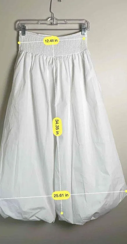 NWT Womens High Waisted Maxi Skirt White Long Flowy Medium - Image 9