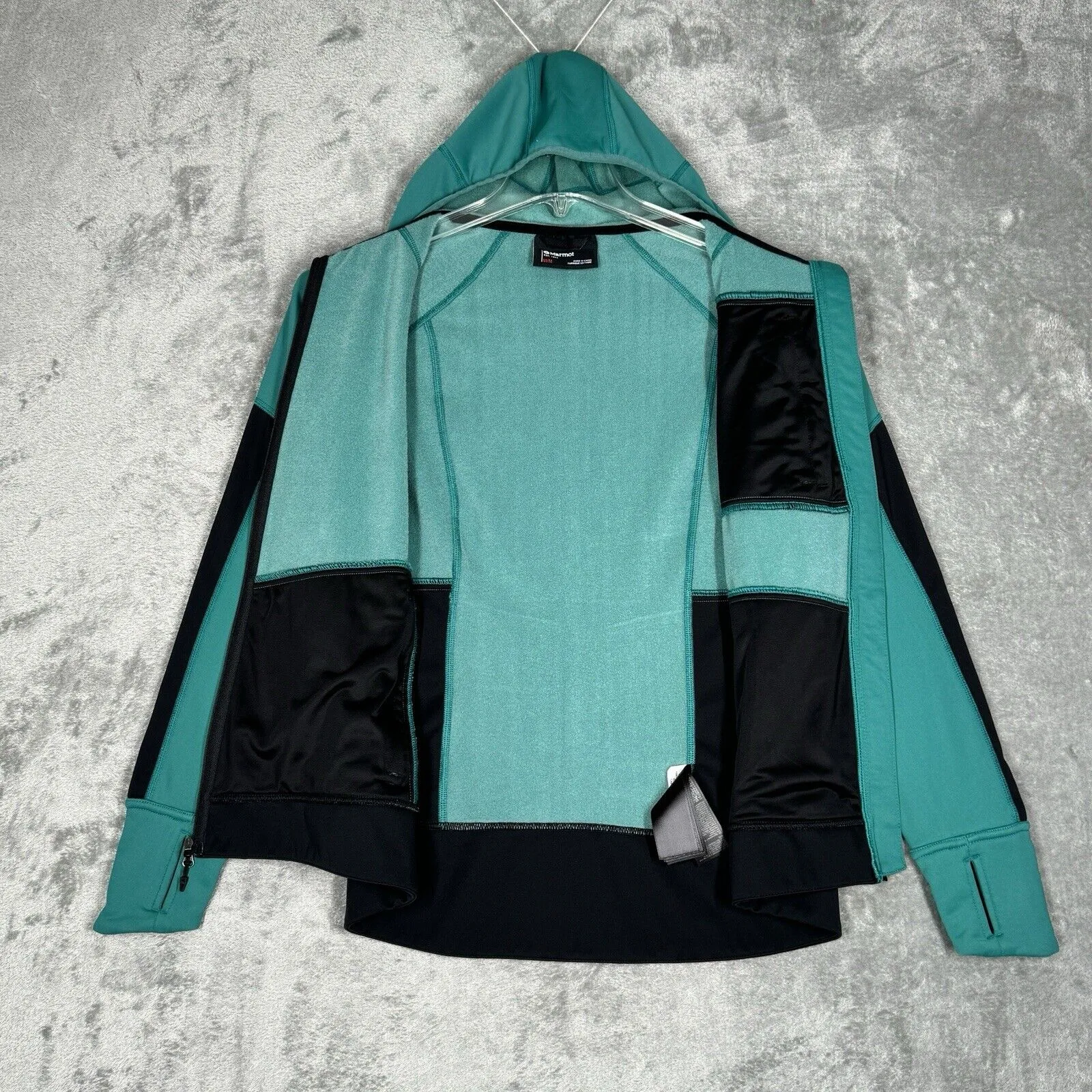 Marmot Shirt Womens Medium Green Black Dawn Hoodie Zip Up Jacket Casual Outdoors - Image 3