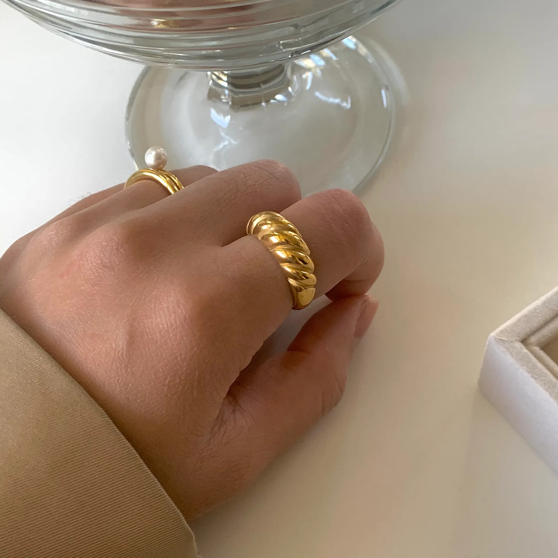 Croissant ring stacking ring stackable ring gold ring bold ring - Image 5