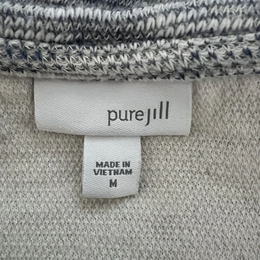 J Jill Sweatshirt Womens Medium Marled Blue Purejill Lounge Updated Basic Casual - Image 7