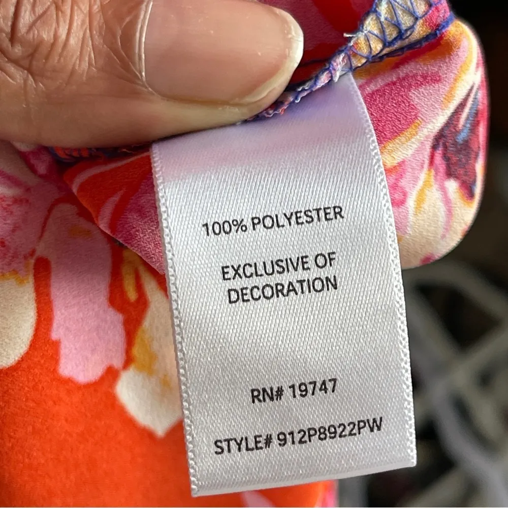 THE PIONEER WOMAN | Colorful Boat Neck Mixed Floral Print Tunic Top Sz L Red Size L - Image 8