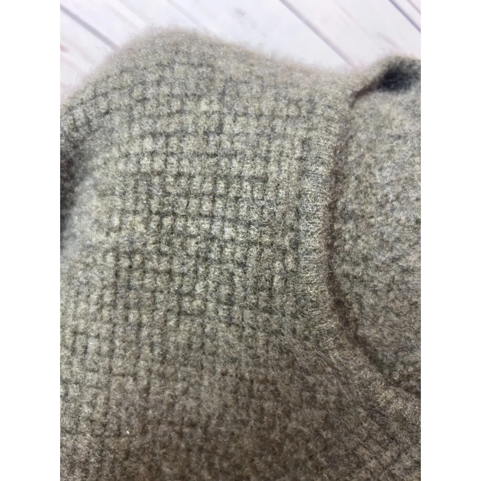 Athleta Lodge Cashmere Blend Textured Knit Pullover Sweater XS Extra Small Green - Image 6