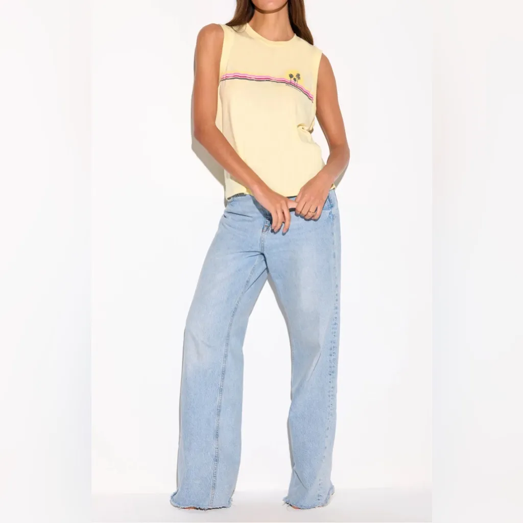 Spiritual Gangster Sunset Stripe Bowery Tank Yellow XL NWT IN PACKAGE - Image 4