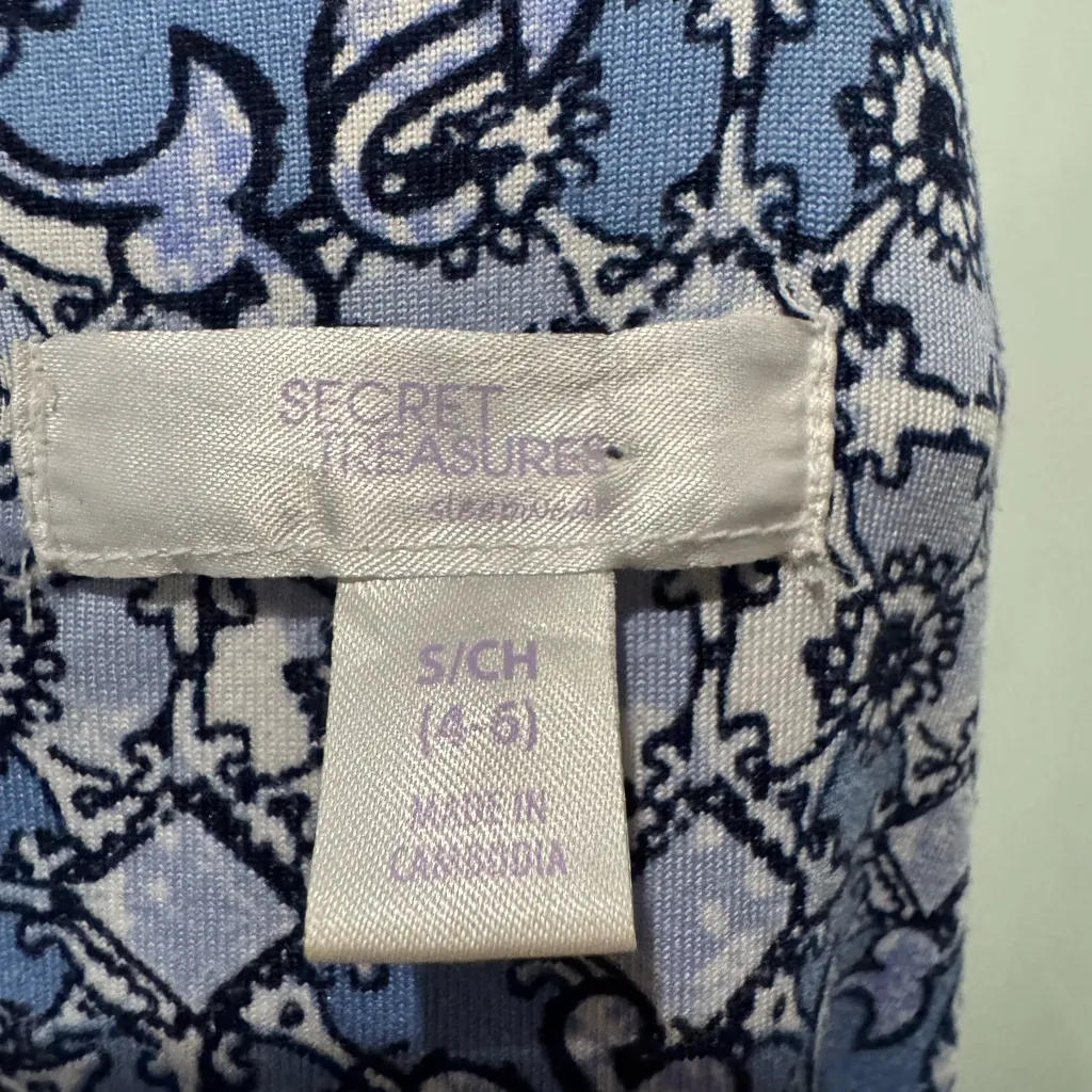 SECRET TREASURES Blue Floral Patterned Kimono Robe Size S 4-6 Sleepwear Cozy - Image 12