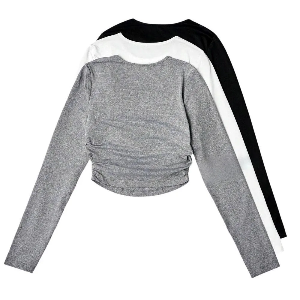 3 Piece Solid Crop Tee in Black/White/Gray, Size XL​​ - Image 2