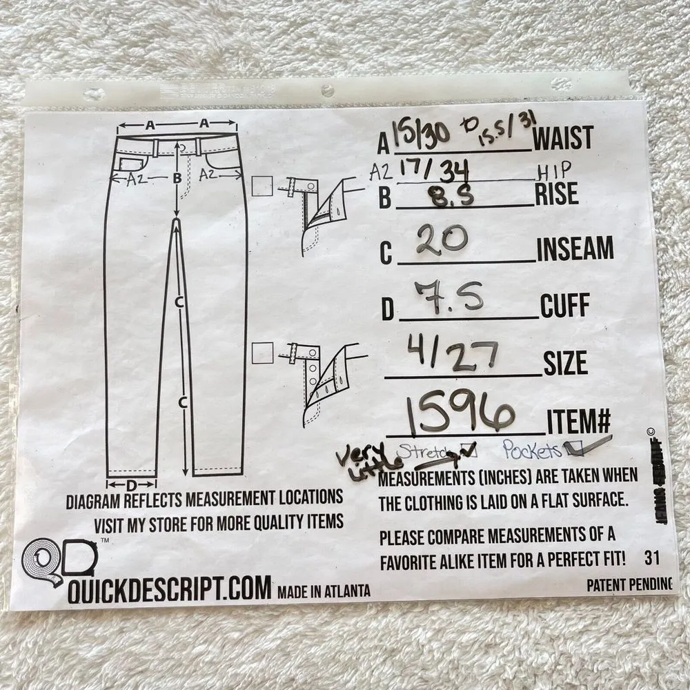 Levi's 565 Capri‎ Denim Jeans Womens 4 W27 Blue Medium Wash Rolled Cuff Mid Rise - Image 3