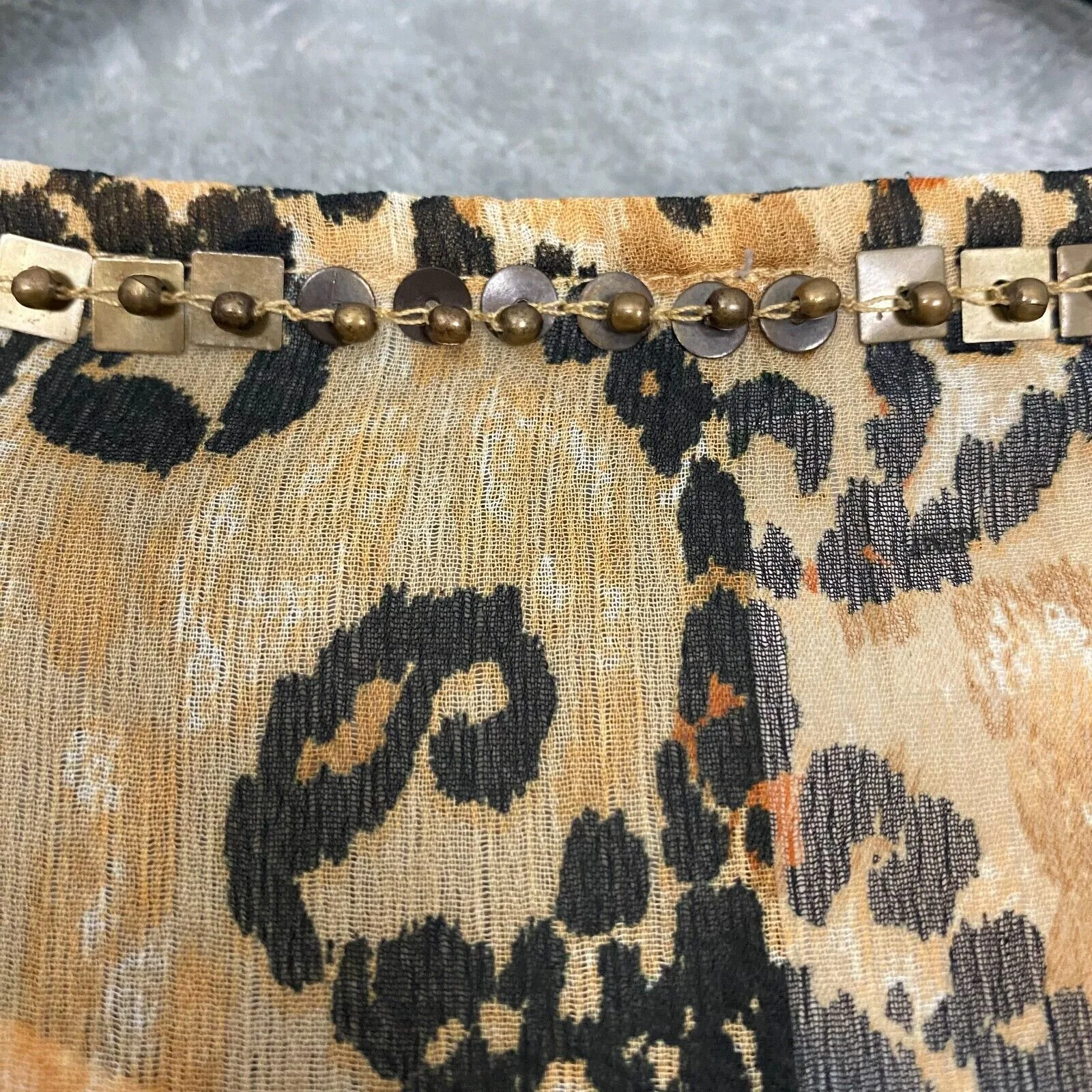 Chicos Top Sz 3 Chiffon Embellished Tunic Paisley Leopard Mob Wife Cats 16/18 - Image 10