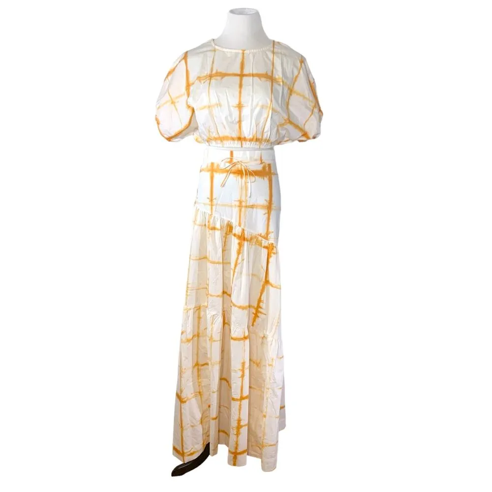 S/W/F Set NEW Sunscape Tie Dye Puff Sleeve Crop Top Maxi Skirt Medium Revolve - Image 4