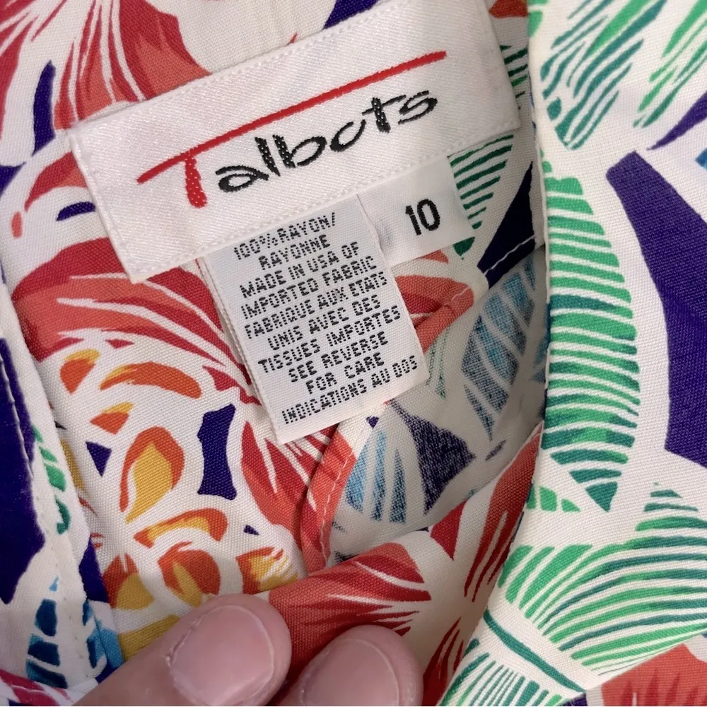 Talbots floral midi dress, button up and zipper back. Side tie wrap bottom sz 10 - Image 5