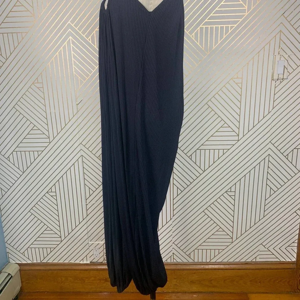 Vitamin A Balloon Rib Jumpsuit Black‎ Pleated Tie Strap Size Small - Image 10