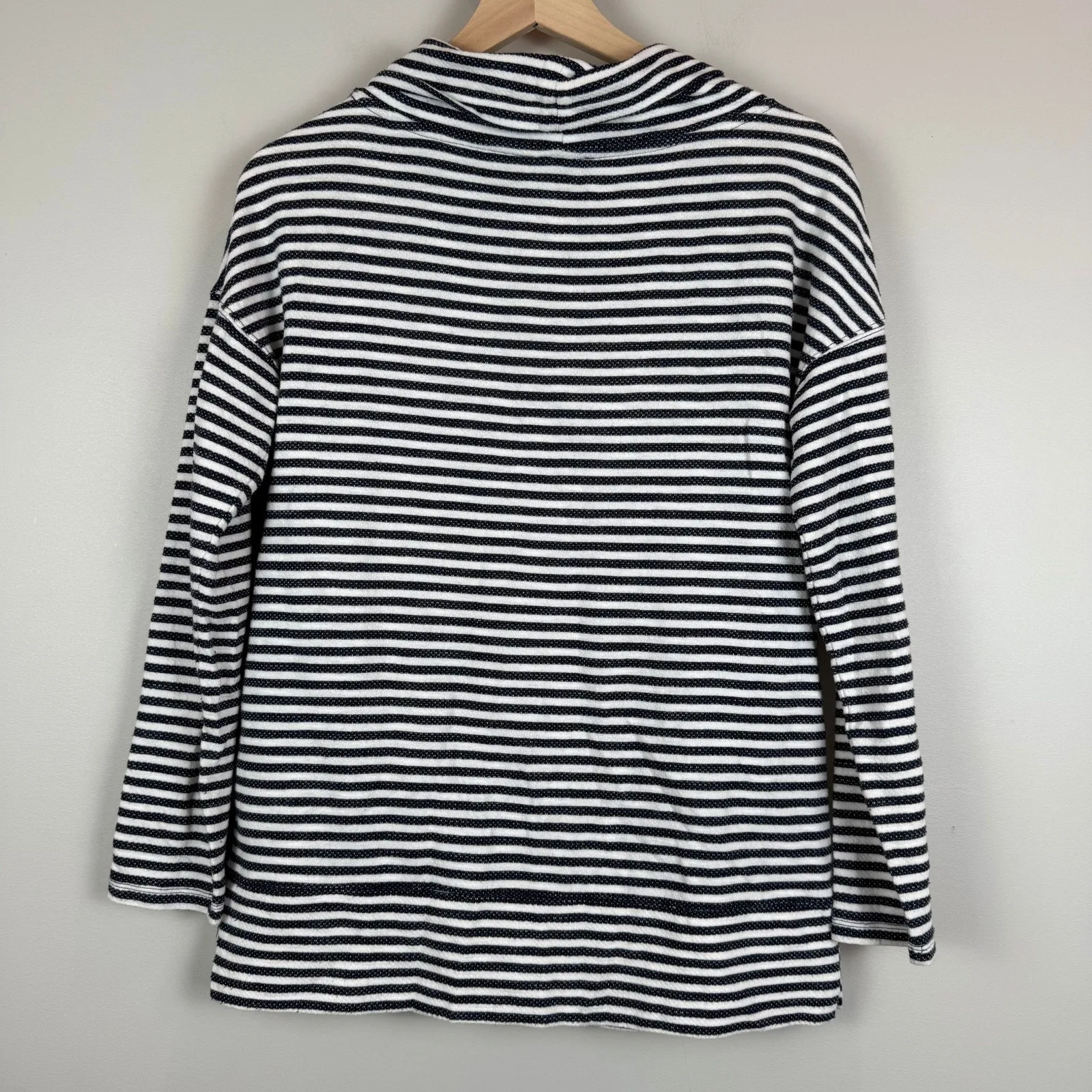 T‎ by Talbots Sweater Women's Small White Navy Striped Knit Cowl Neck Pullover - Image 2