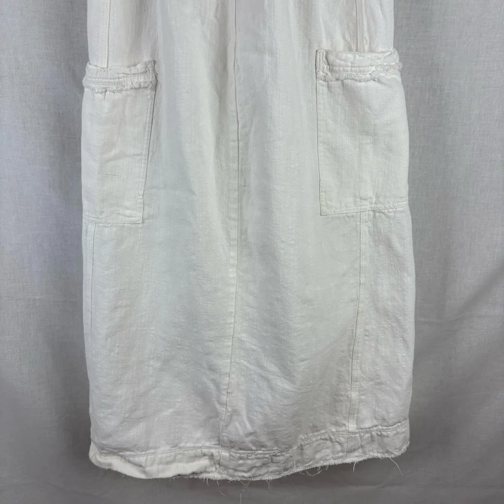 Anthropologie Pilcro Flutter Sleeve Linen-Blend Midi Dress White M - Image 4